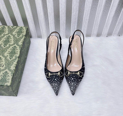 Gucci Women's Slingback Heels with Crystal Horsebit