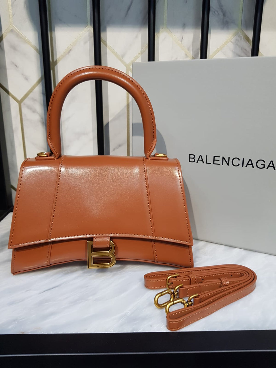Balenciaga Women Hourglass Small Leather Bag