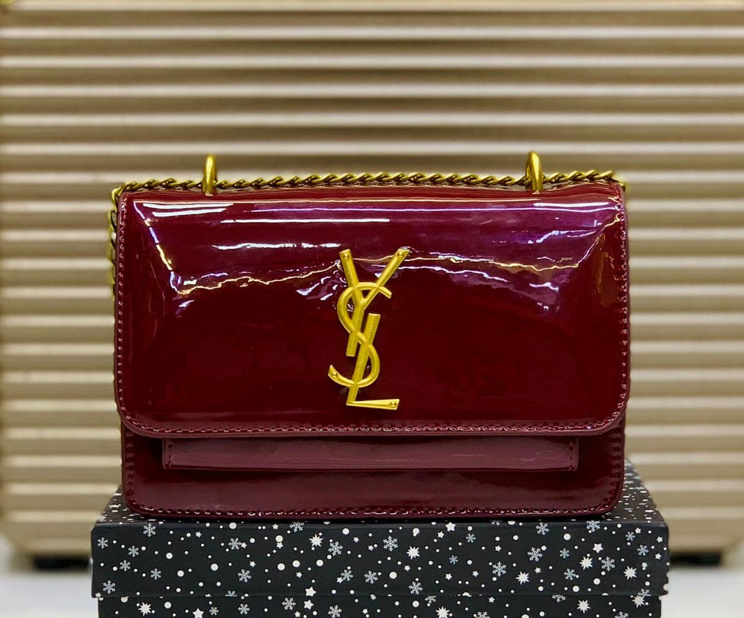 Ysl Maroon Top Handle Crossbody Bag