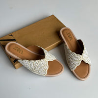 Zara Pearl Crafted Sandals