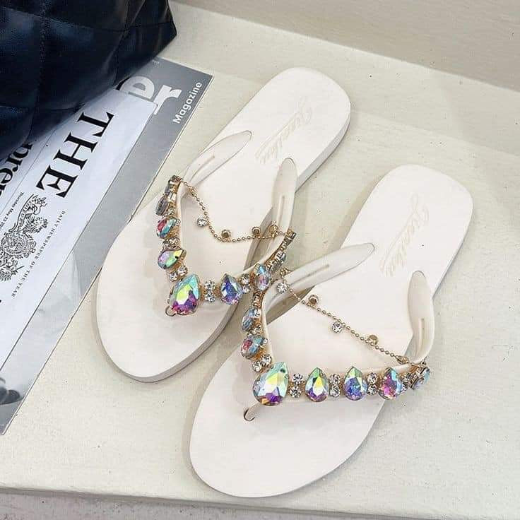 Sia Stone Embelished Flip flops