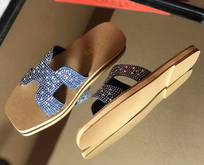 Hermes Denim Studded Sandals