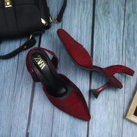 Zara Stone Embellished Kitten Heels