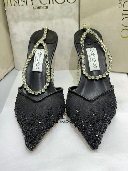 Jimmy Choo Saeda 100 Crystal Mesh Heels