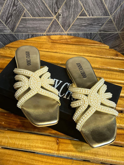Jimmy Choo Cross Pearl Sandals