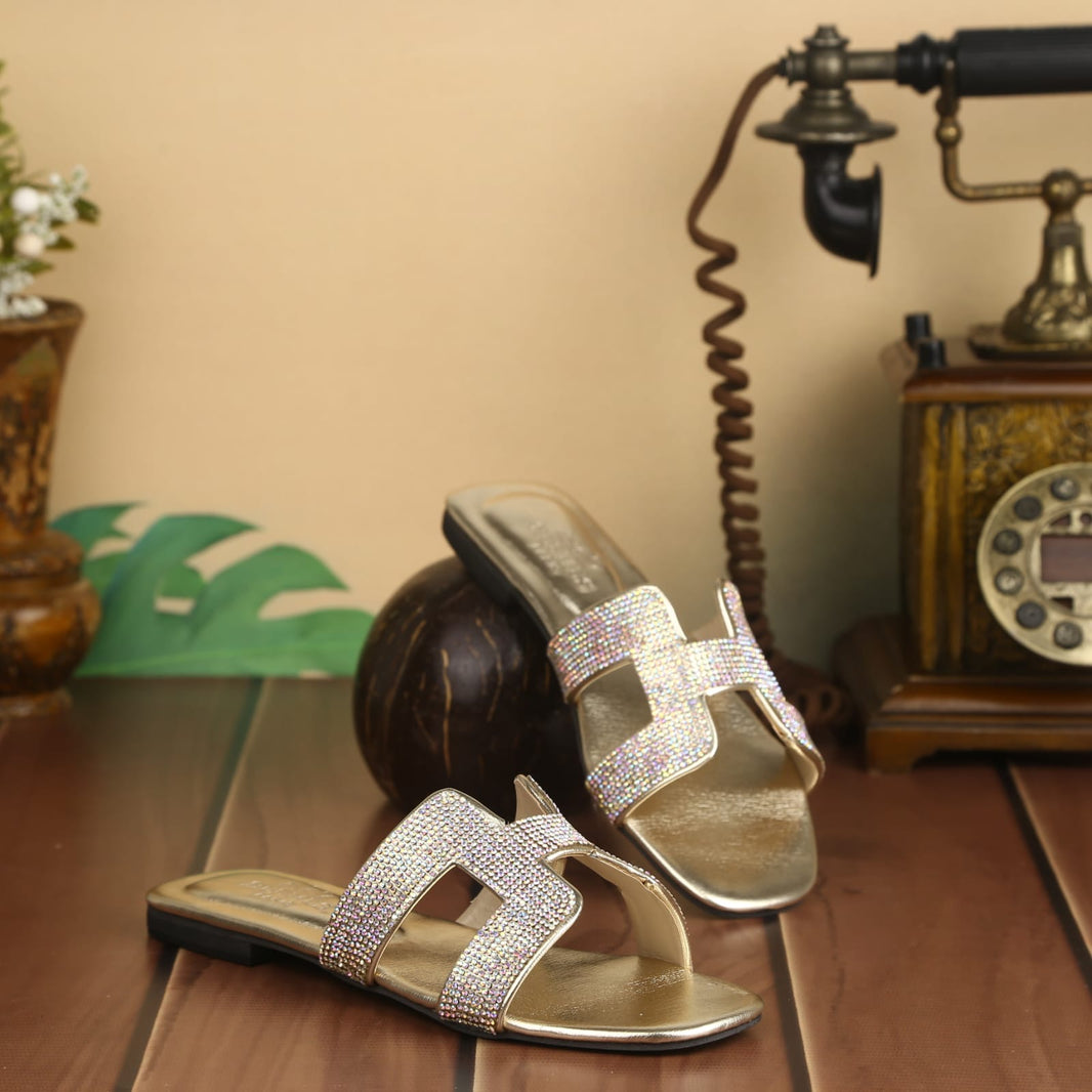 Hermes Stone Embelished Slides