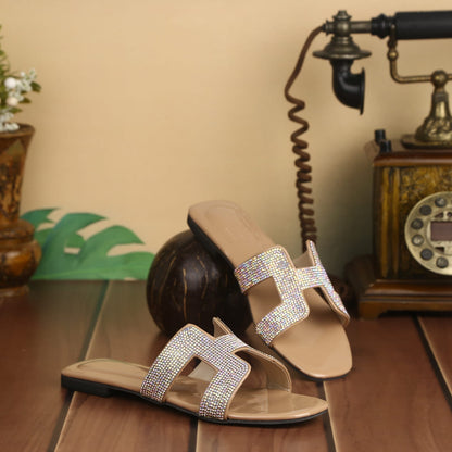 Hermes Stone Embelished Slides