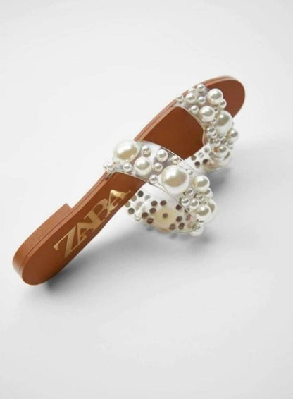 Zara Pearl Crafted Sandals