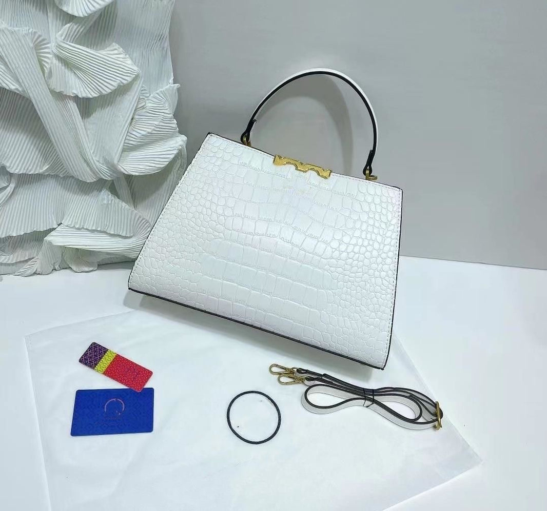 Tory Burch Crocodile Signature Leather Handbag