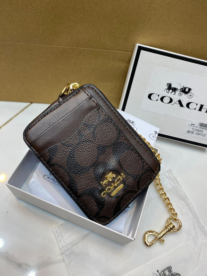 Coach Zip Card Case In Signature Canvas Bag