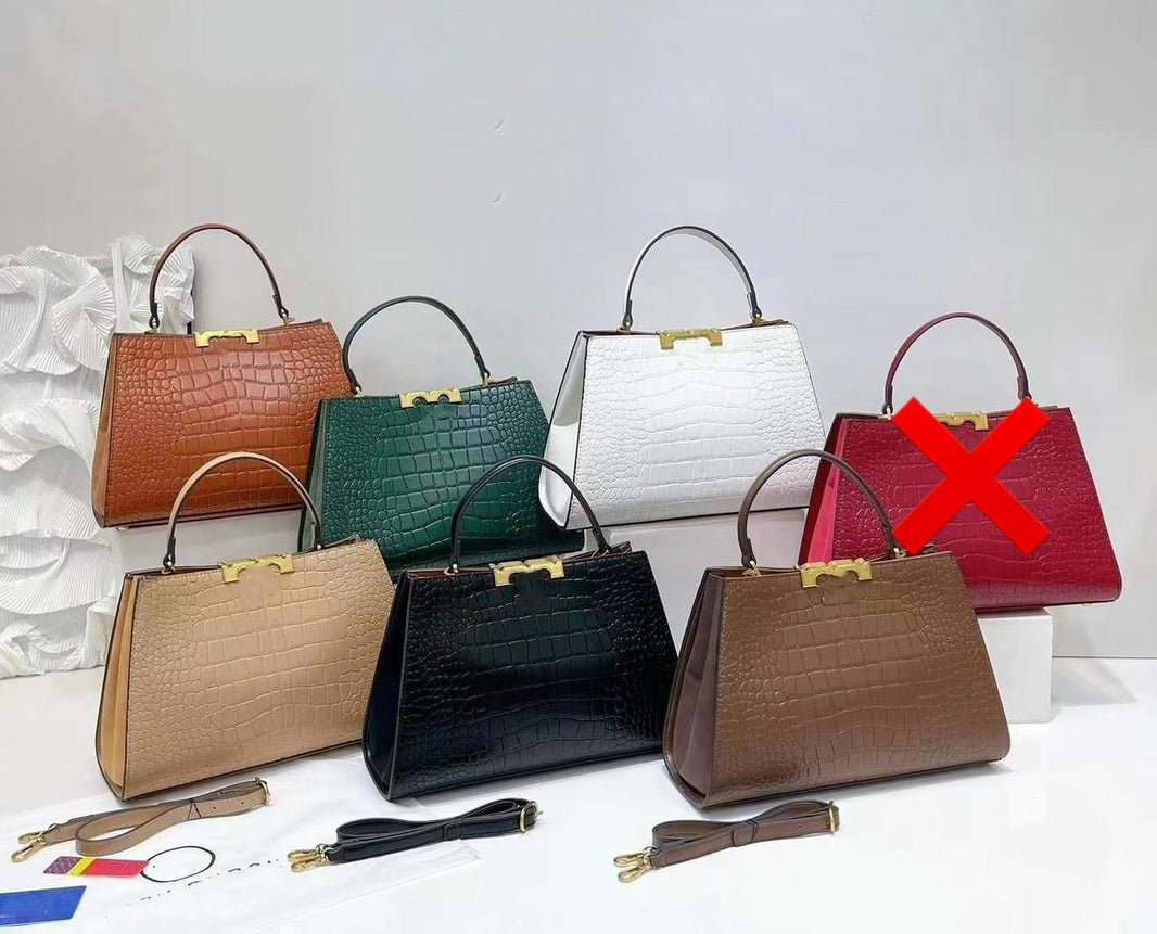 Tory Burch Crocodile Signature Leather Handbag