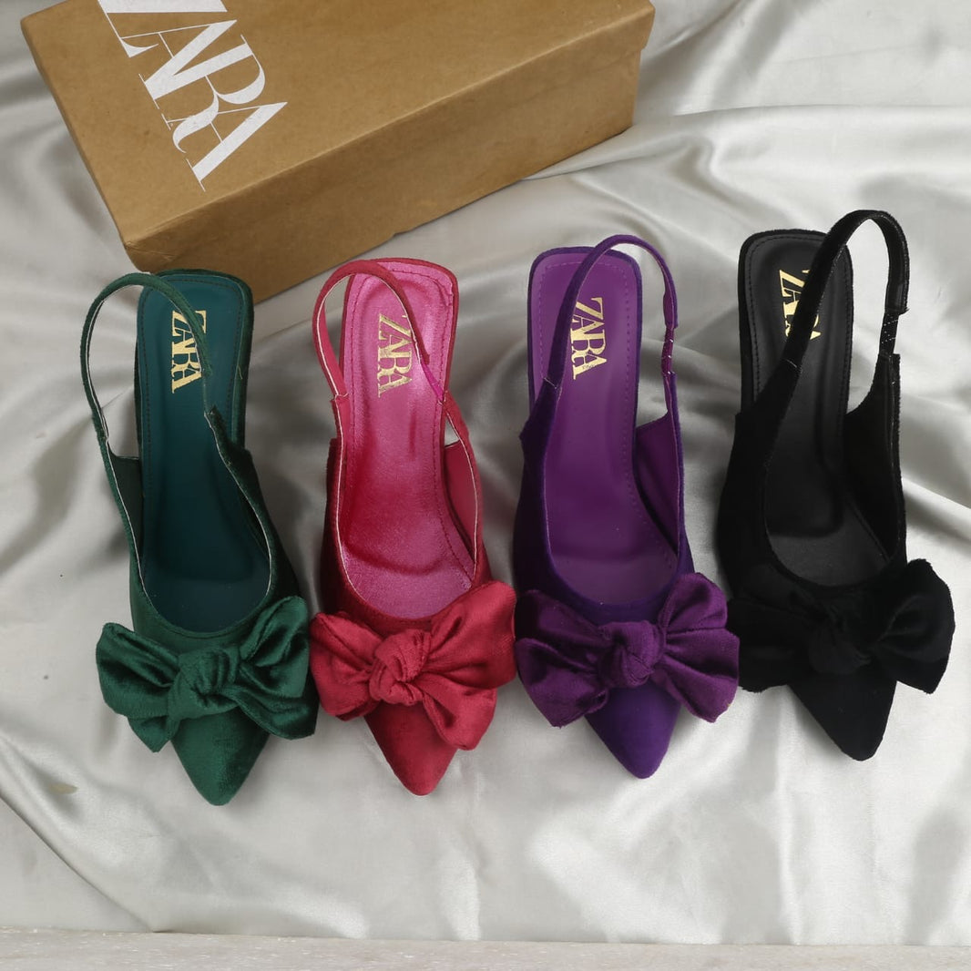 Zara Suede Bow Heels