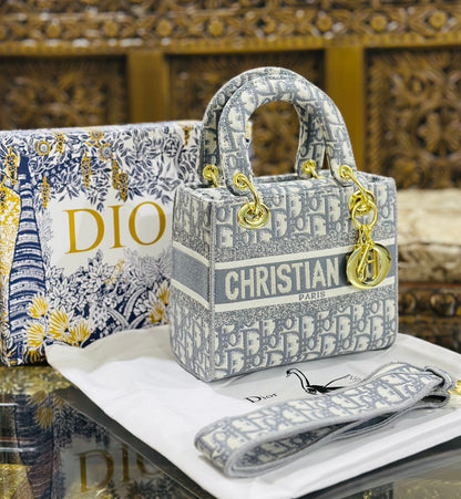 Dior Lady Lite Pale Toile De Jouy Embroidery