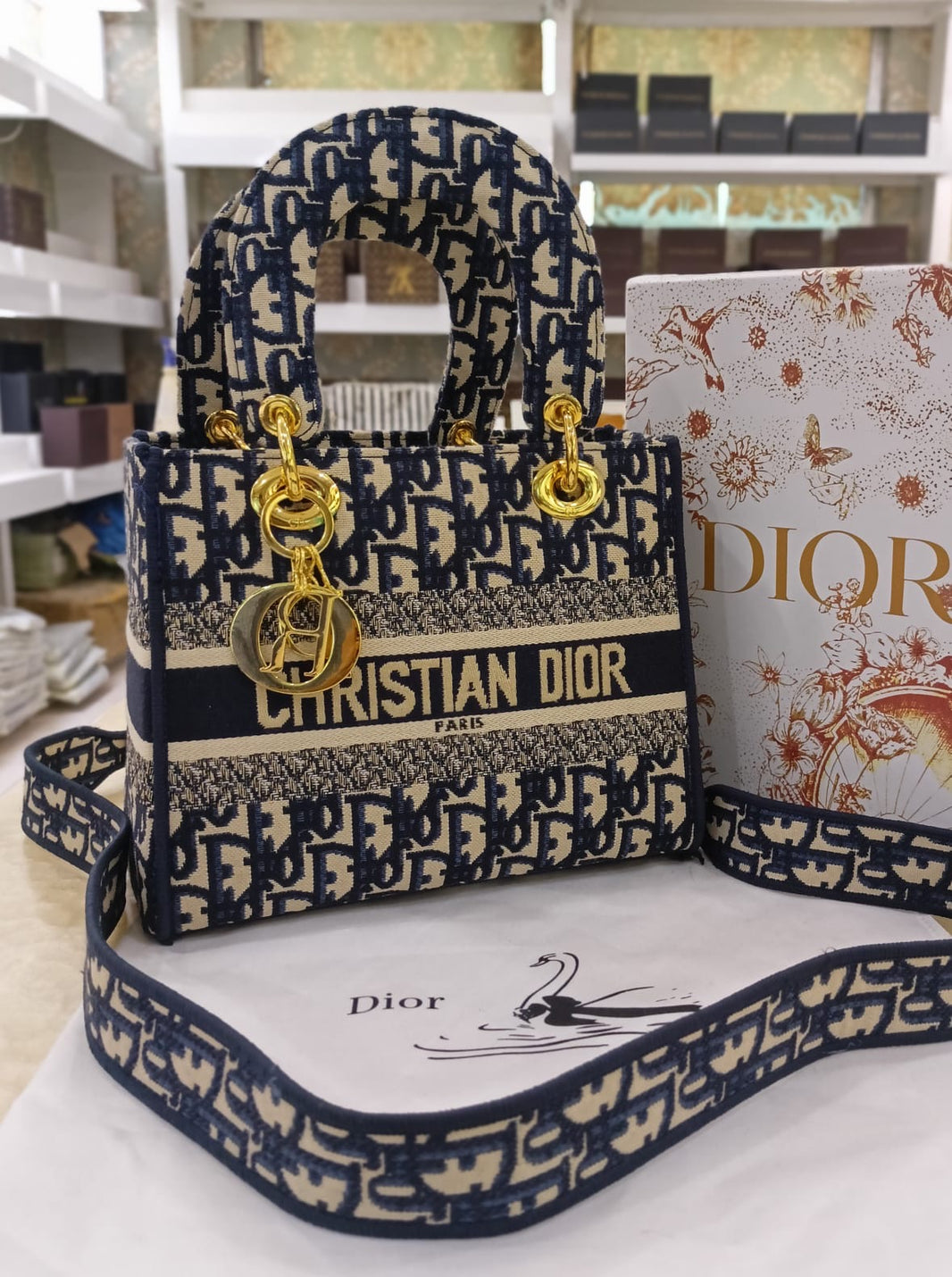 Christian Dior Signature Embroided Lady Dior Bag