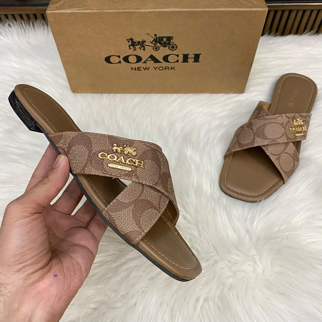 Coach Leather Cross Sandals