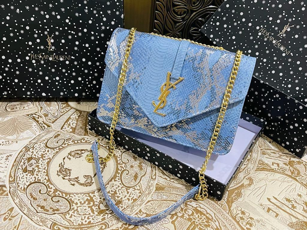 Saint Laurent Shimmer Crocodile Shoulder Bag