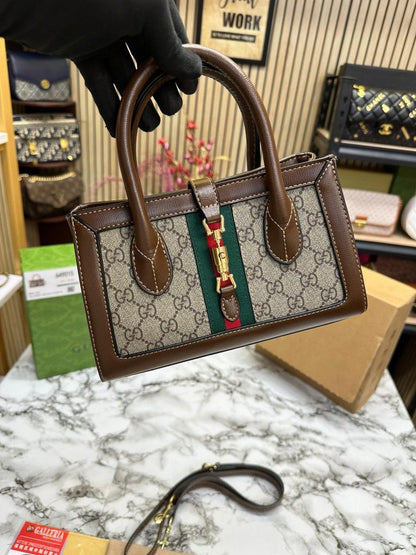 Gucci Supreme Beige and Ebony Canvas Tote