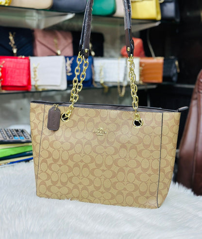 Coach Leather Chain Tote