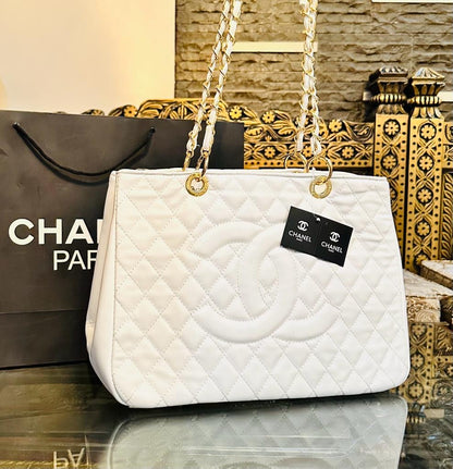 Channel Quilted Tote Bag