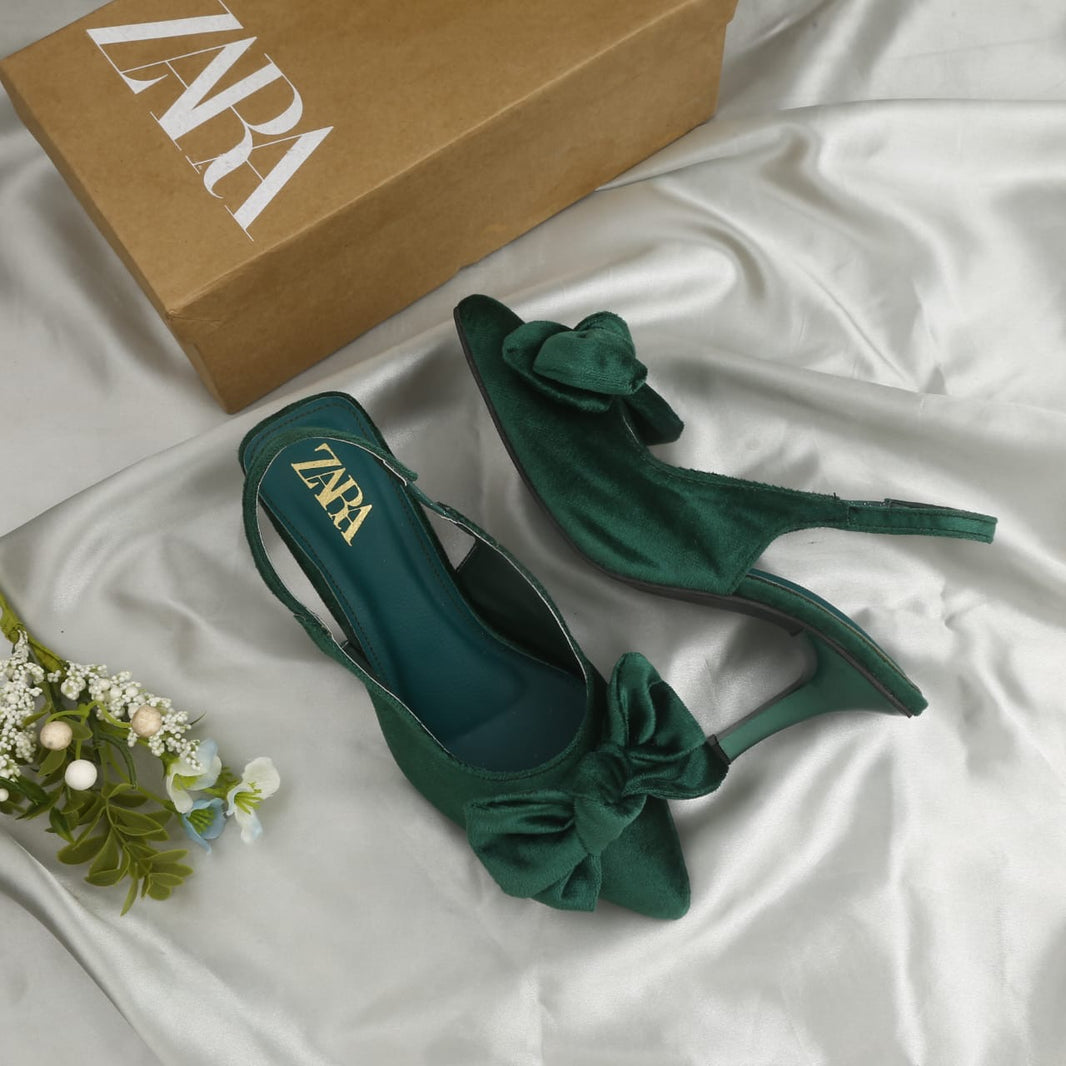 Zara Suede Bow Heels