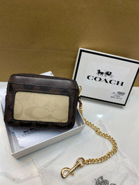 Coach Zip Card Case In Signature Canvas Bag