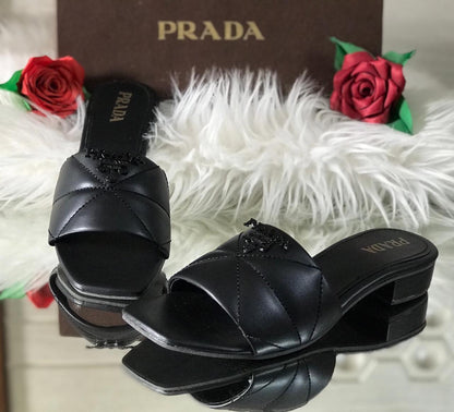 Prada Leather Quilted Block Heels
