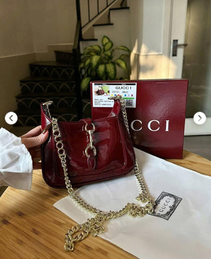 Gucci Jackie Notte Mini Crinkled Patent-Leather Shoulder Bag