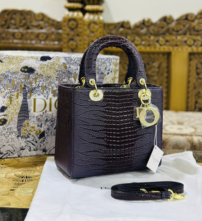 Lady Dior MM Snake Handbag
