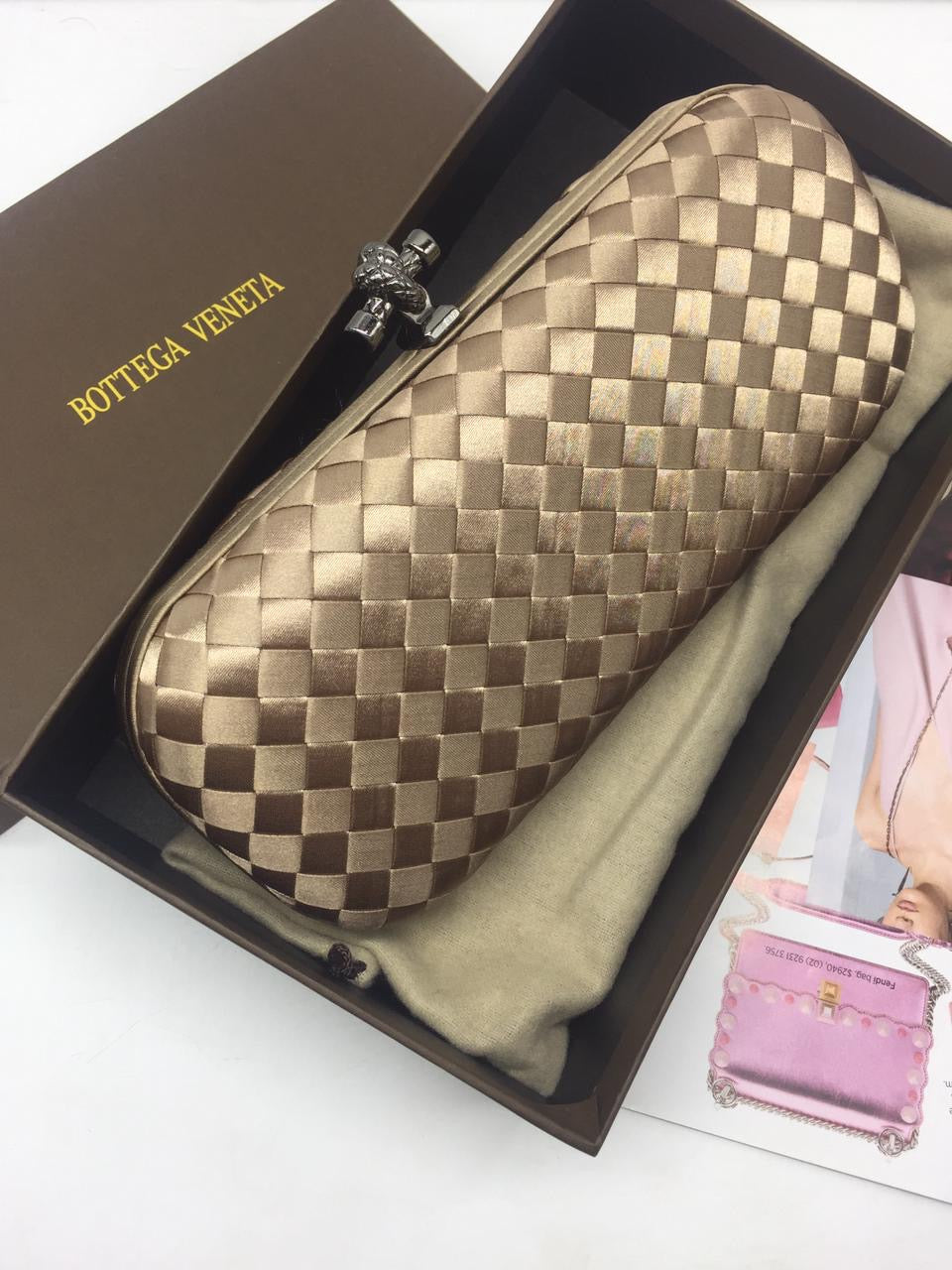 Bottega Veneta Satin Large Clutch