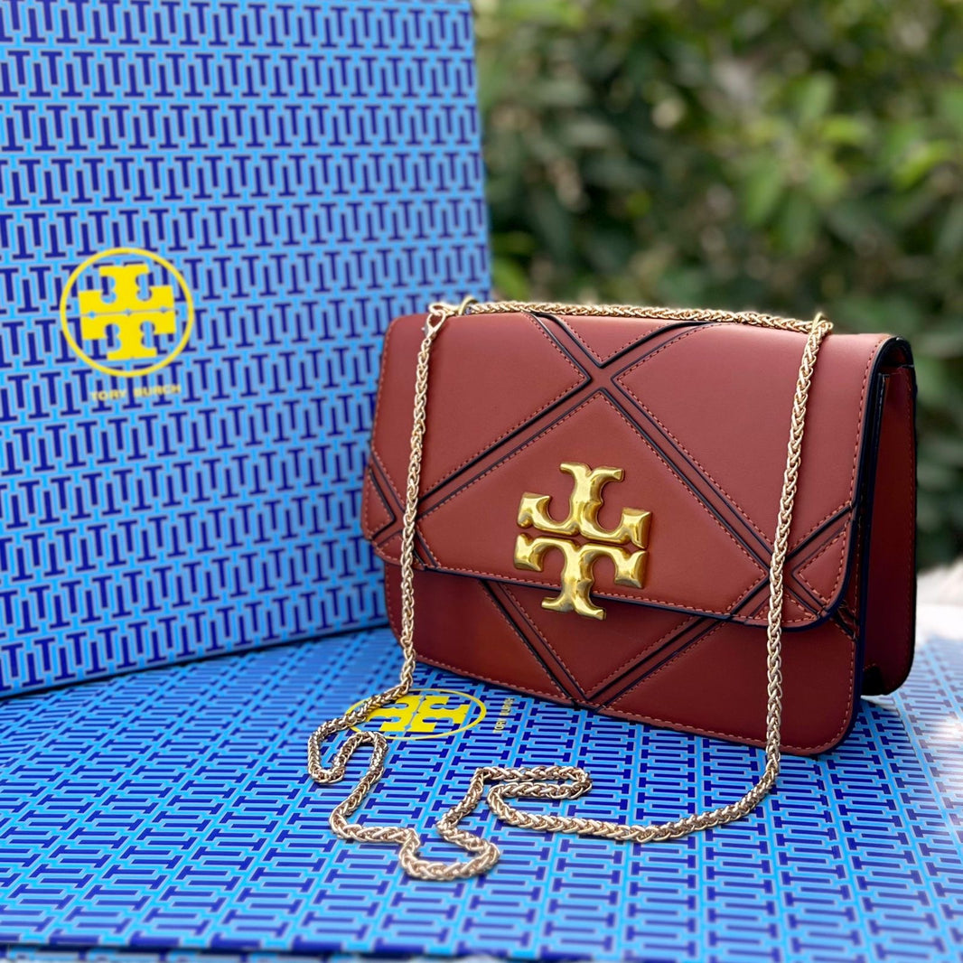 Tory Burch Leather Cross Crafted Crossbody