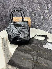 Charles & Keith Matina Crinkle-Effect Elongated Bag