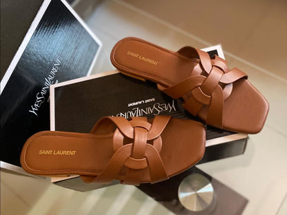 Saint Laurent Leather Crafted Sandals