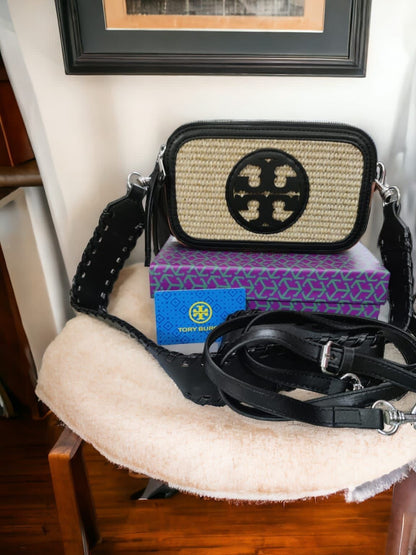 Tory Burch Mini Miller Raffia Crossbody