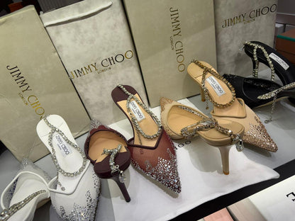 Jimmy Choo Saeda 100 Crystal Mesh Heels