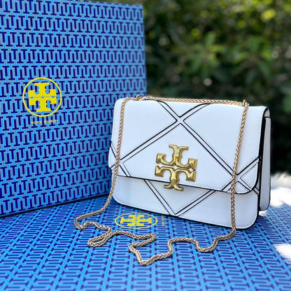 Tory Burch Leather Cross Crafted Crossbody
