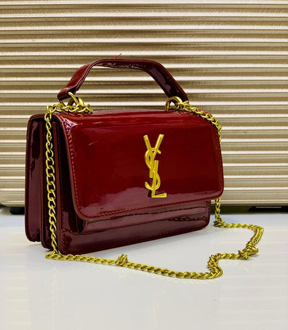 Ysl Maroon Top Handle Crossbody Bag