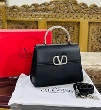 Valentino Stone Embelished Leather Crafted Handbag