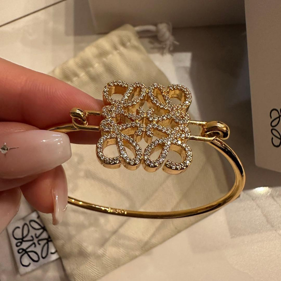 Loewe Pave Anagram Open Bracelet
