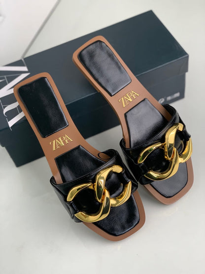 Zara Chain Leather Sandals