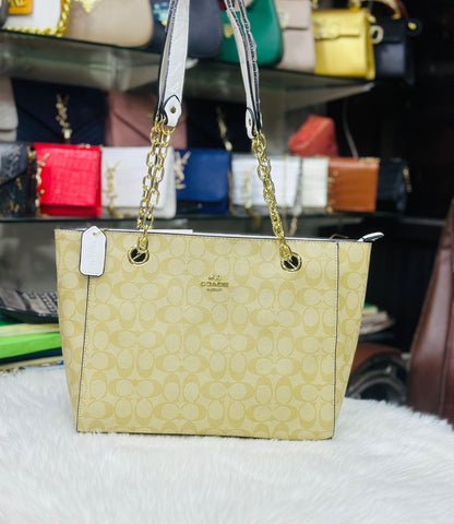 Coach Leather Chain Tote