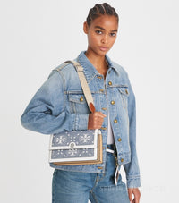 Tory Burch T Monogram Denim Small Shoulder Bag