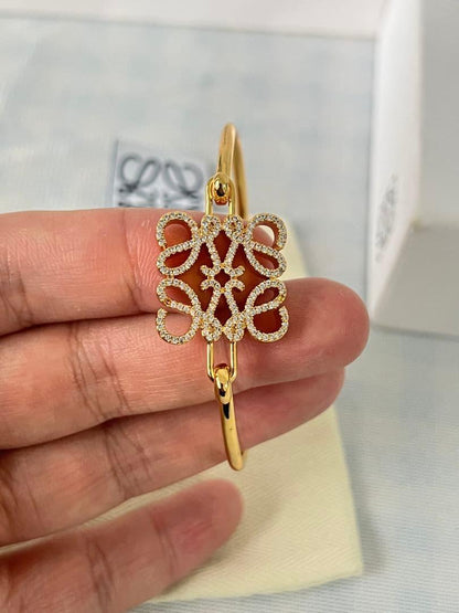 Loewe Pave Anagram Open Bracelet