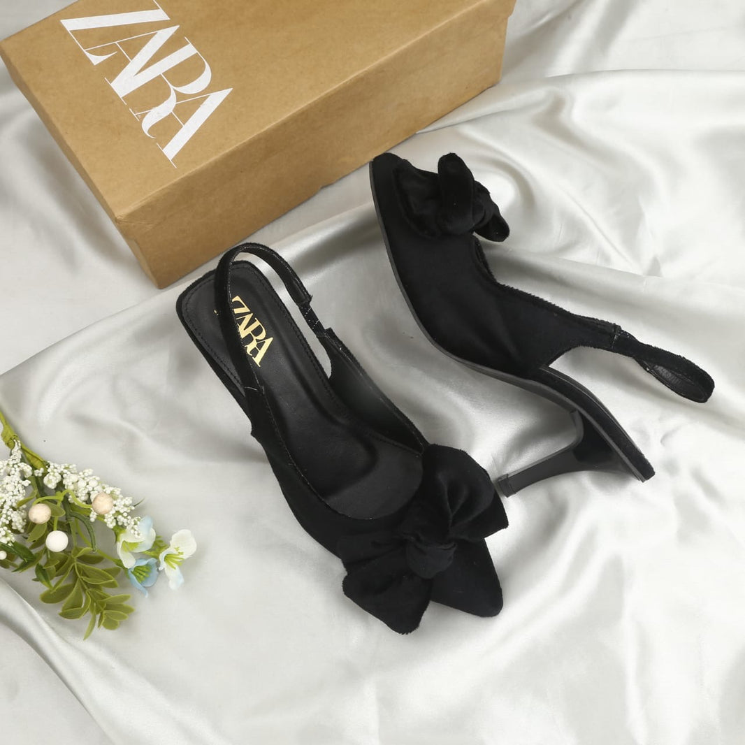 Zara Suede Bow Heels