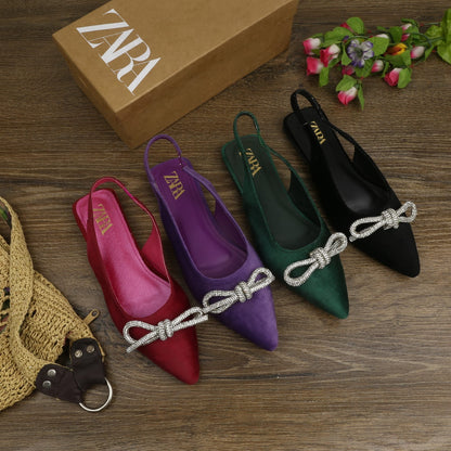 Zara Suede Bow Mules