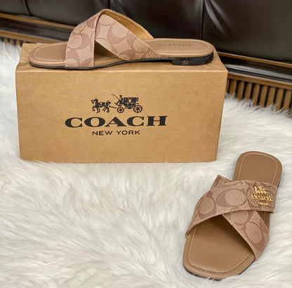 Coach Leather Cross Sandals