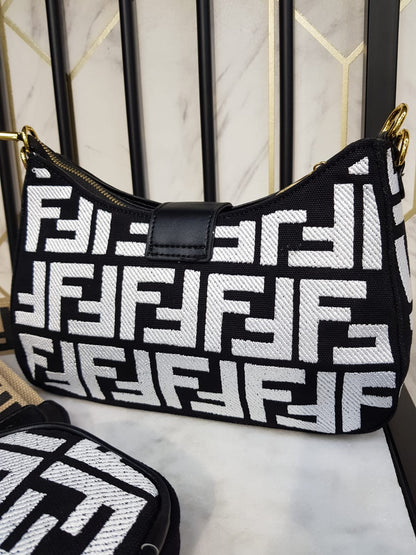 Fendi Woven Canvas Pouchette Bag