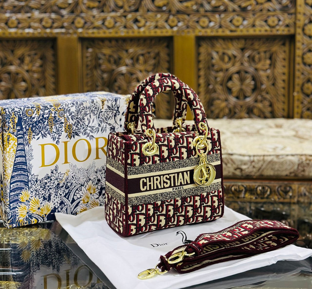 Dior Lady Lite Pale Toile De Jouy Embroidery