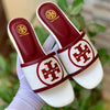 Tory Burch White Solids Logo Embossed Sandals
