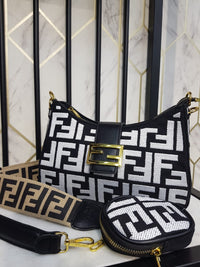 Fendi Woven Canvas Pouchette Bag