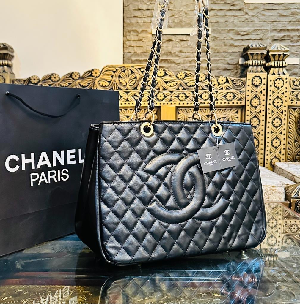 Channel Quilted Tote Bag